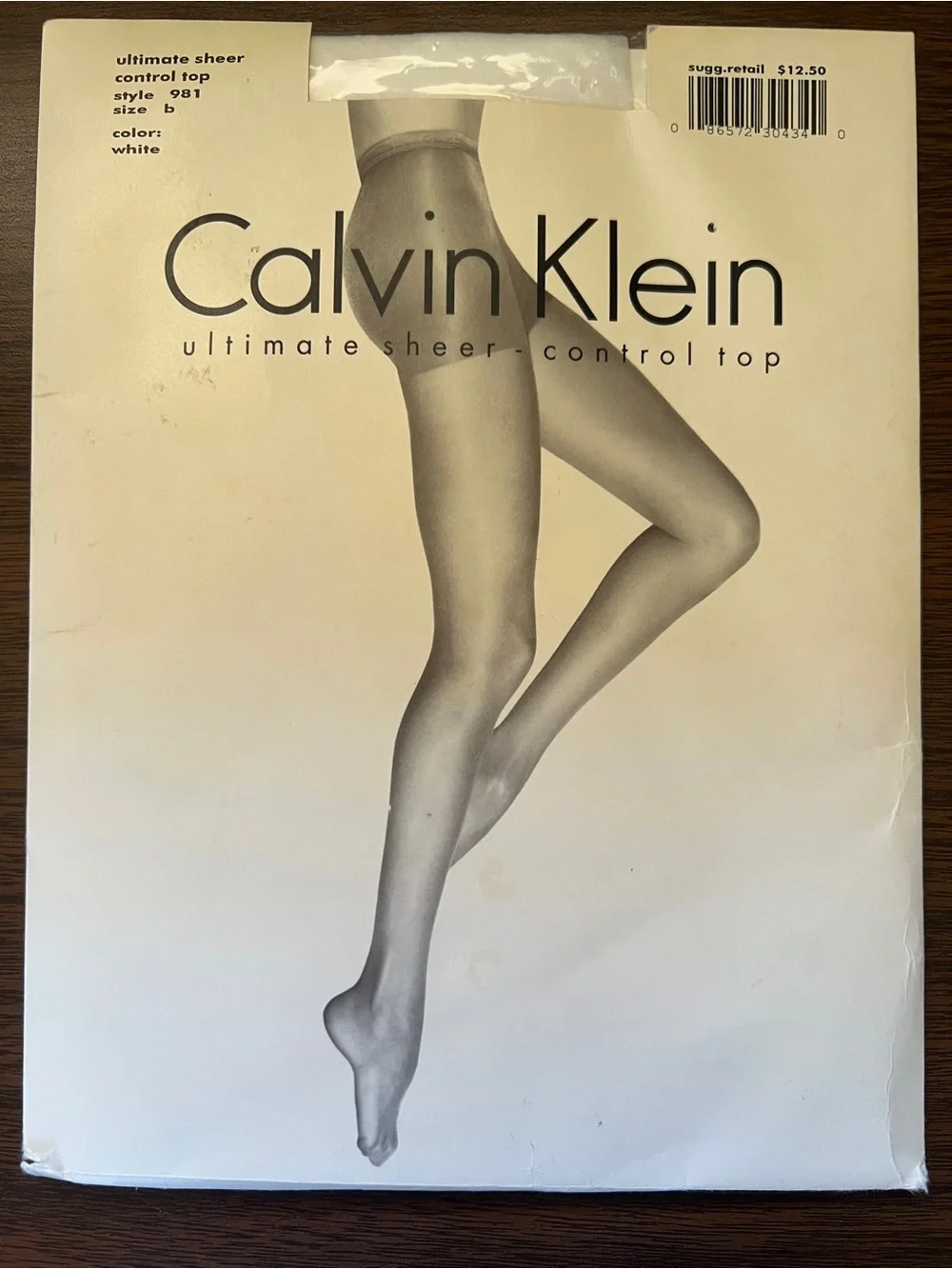 Vintage Calvin Klein Ultimate Sheer White  Pantyhose- Size B